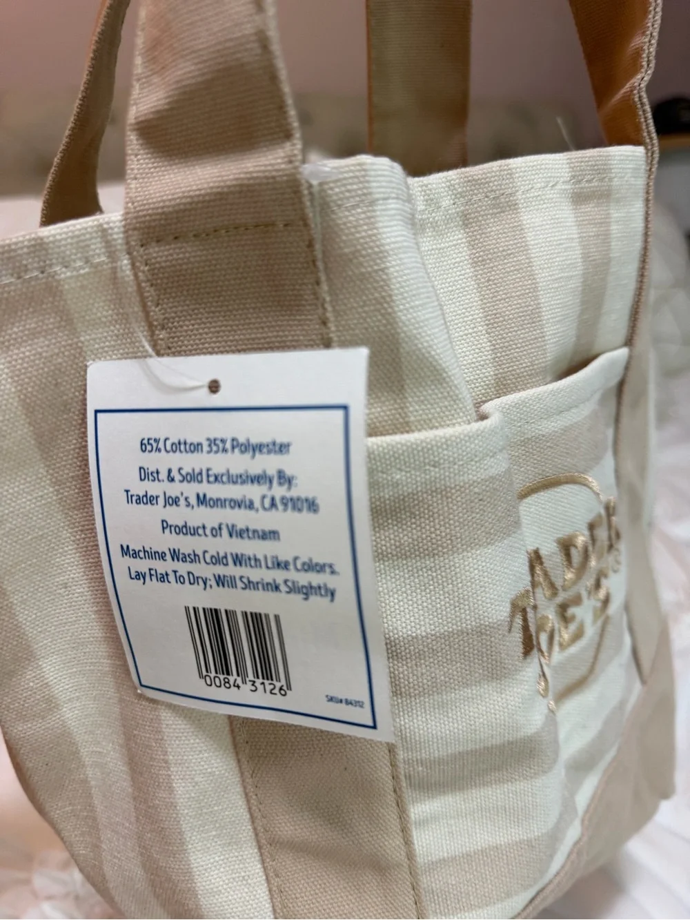 Trader Joe’s tote cream beige new with tags